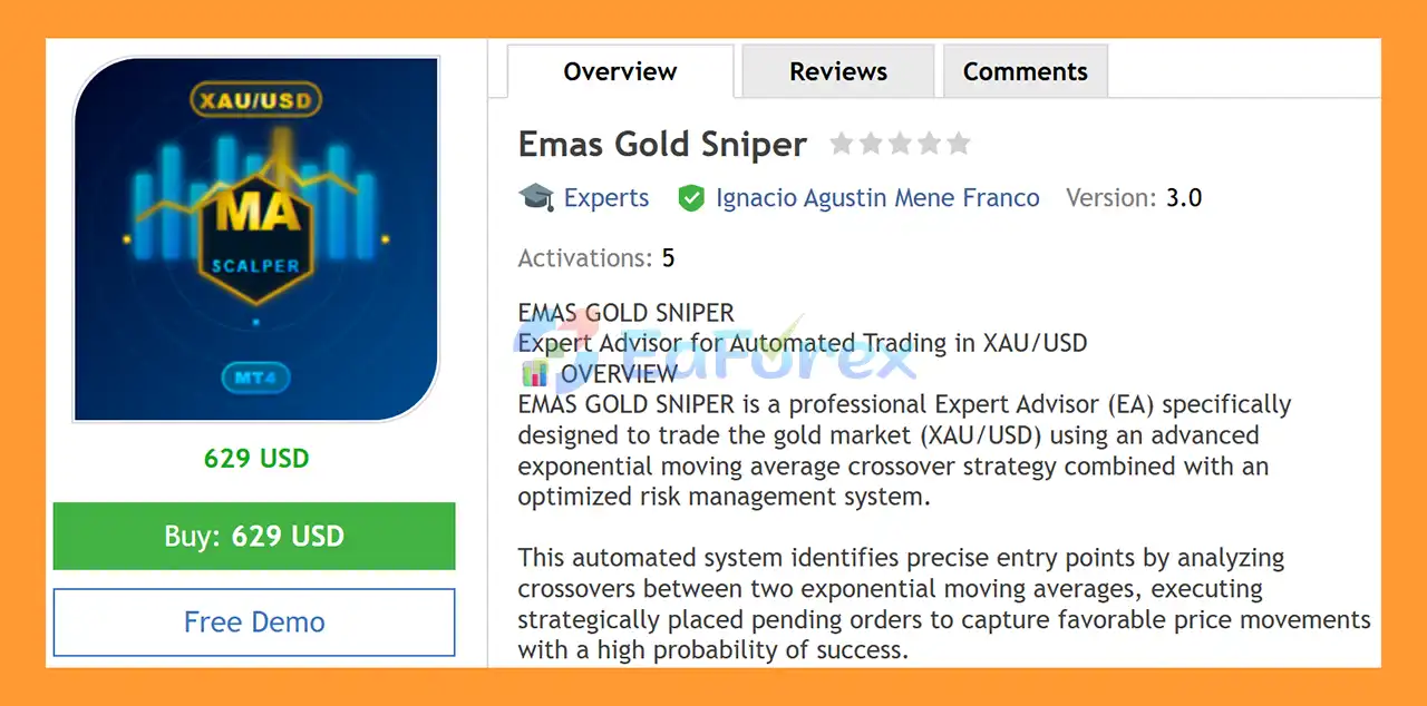 Emas Gold Sniper EA MT4 Overview