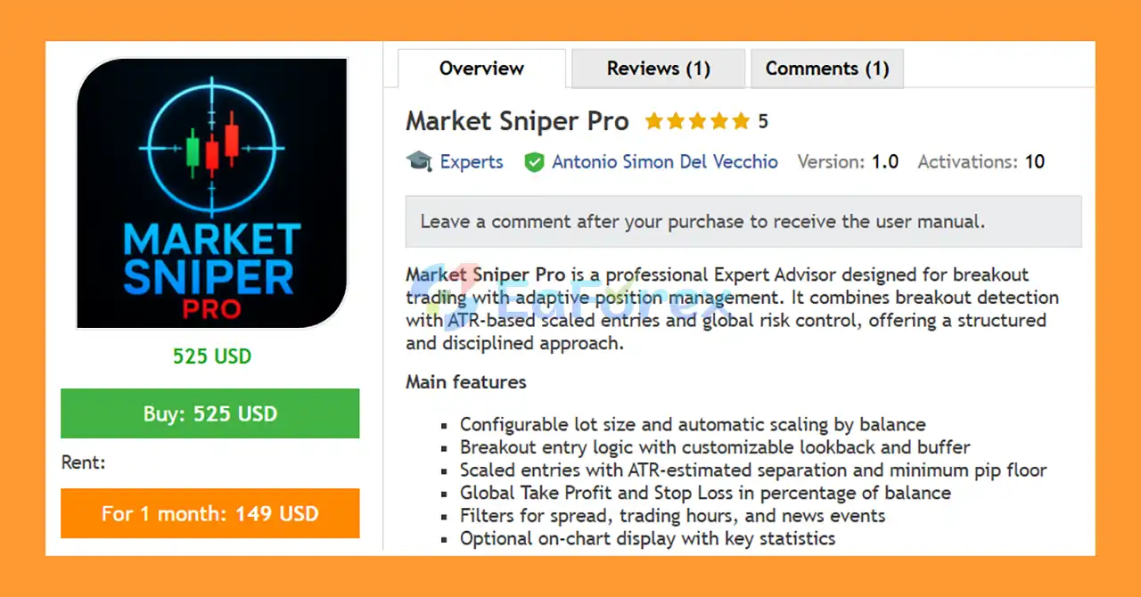 Market Sniper Pro EA MT5 Overview