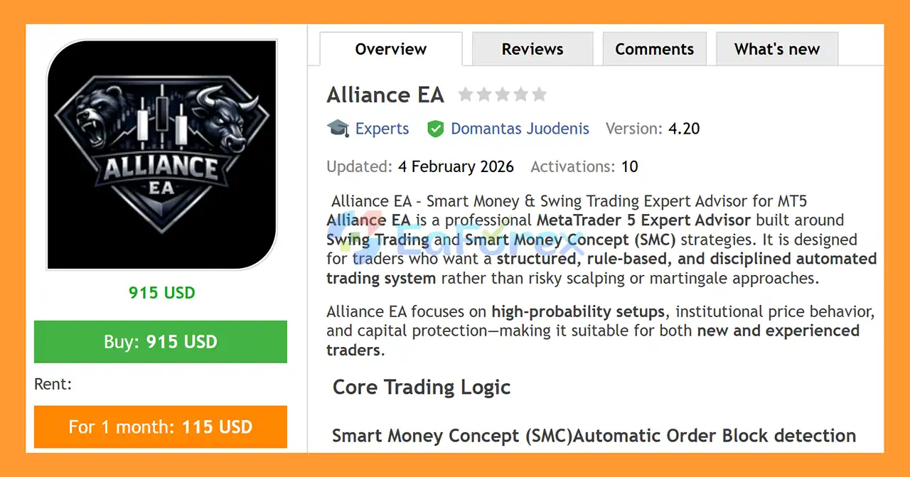 Alliance EA MT5 Overview