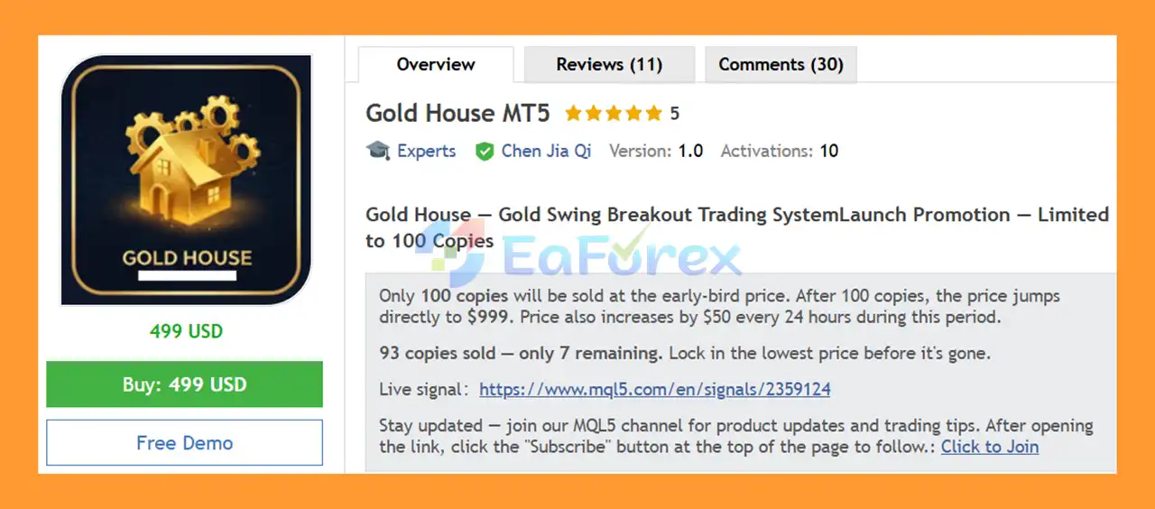 Gold House MT5 Overview