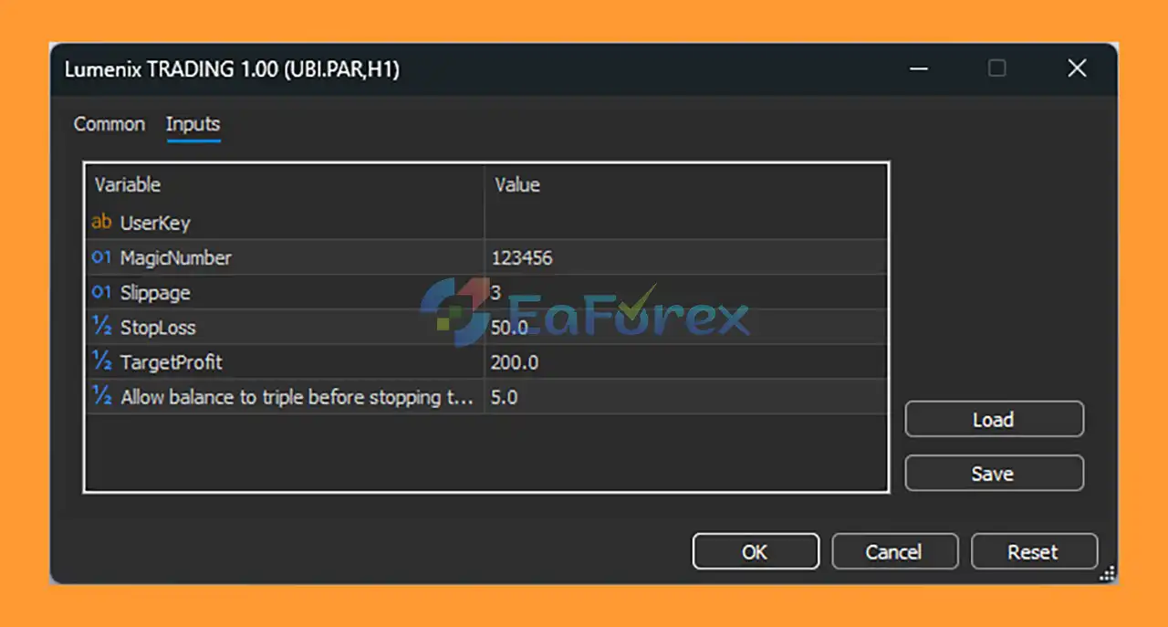 Lumenix TRADING MT5 setting