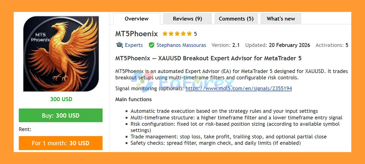 MT5Phoenix EA Overview