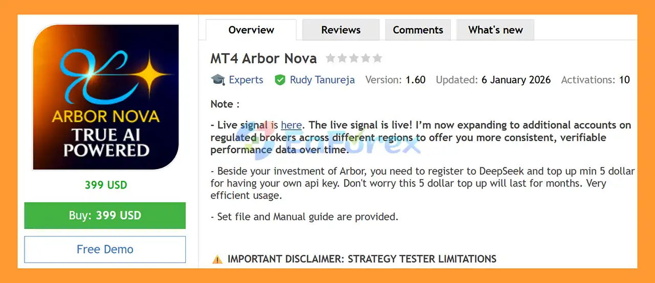 MT4 Arbor Nova EA Overview