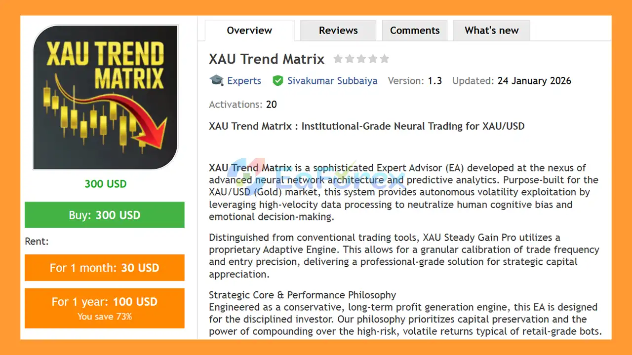 XAU Trend Matrix EA MT4 Overview
