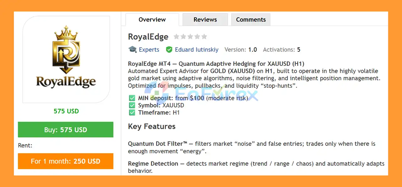RoyalEdge EA MT4 Overview