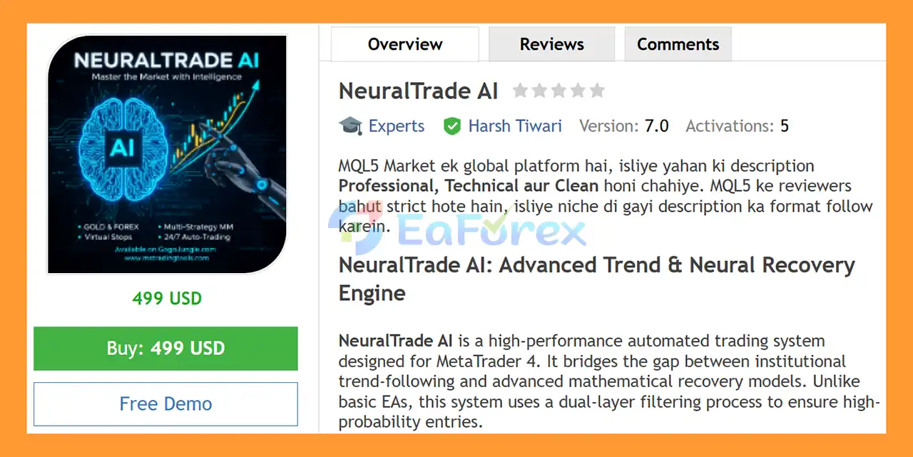 NeuralTrade AI EA MT4 Overview