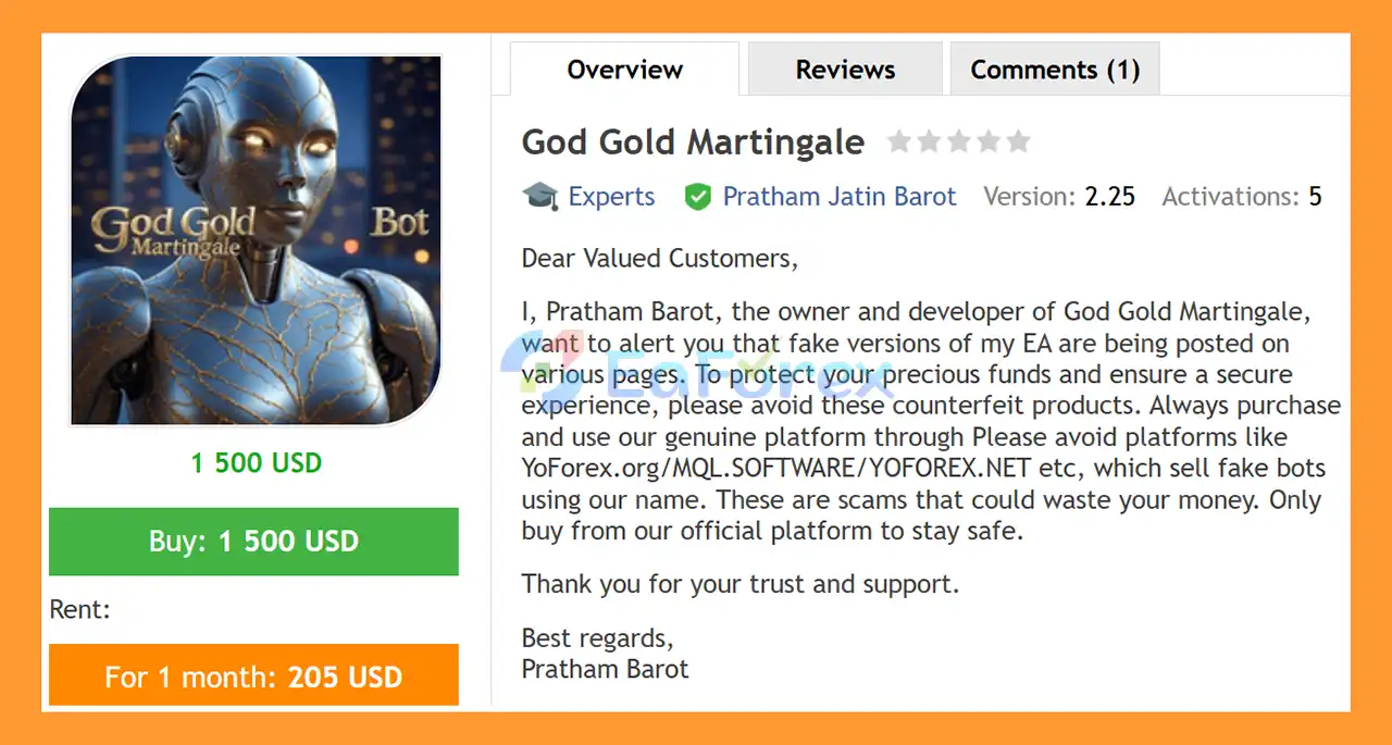 God Gold Martingale EA MT5 Overview