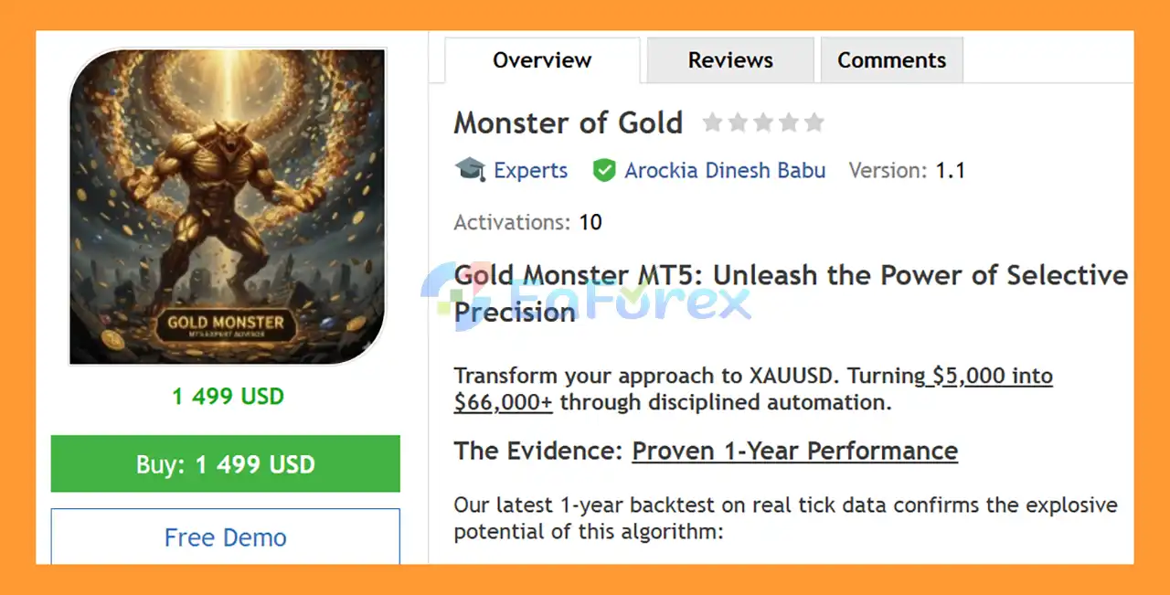 Monster of Gold EA MT5 Overview