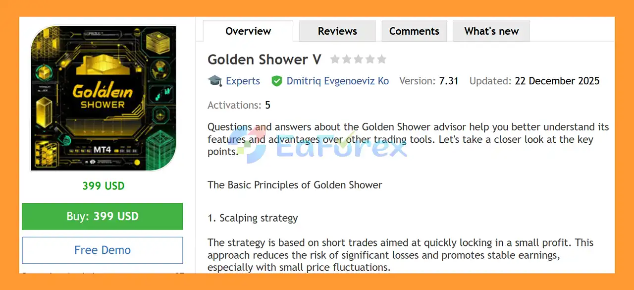 Golden Shower V EA MT5 Overview