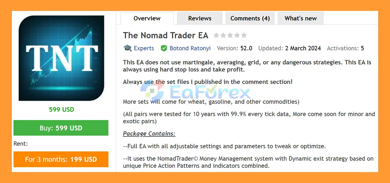 The Nomad Trader EA MT4 Overview