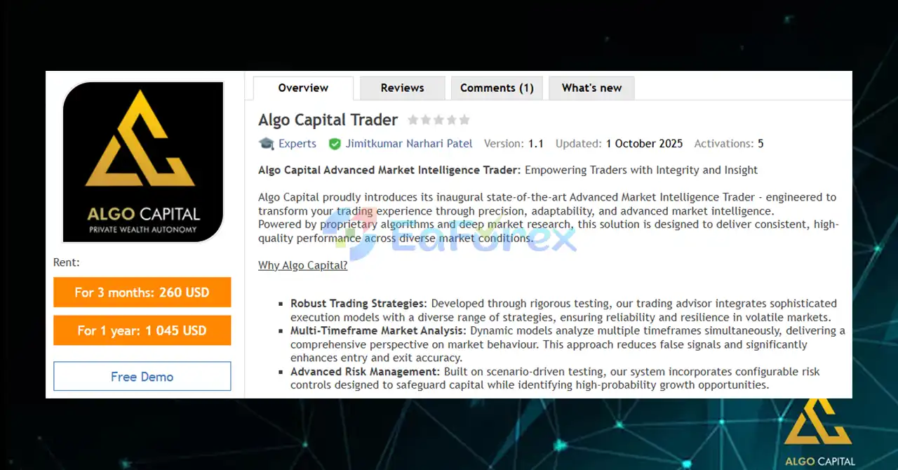 Algo Capital Trader EA MT4 Overview