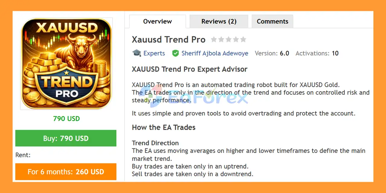 Xauusd Trend Pro EA MT4 Overview