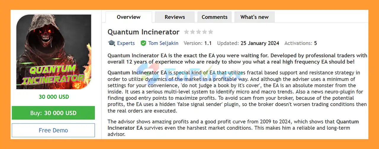 Quantum Incinerator EA MT4 Overview