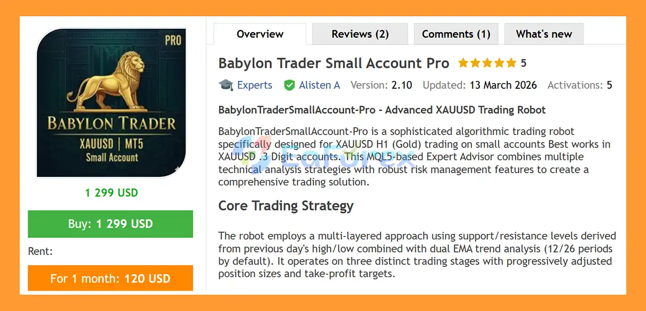 Babylon Trader Small Account Pro MT5 Overview