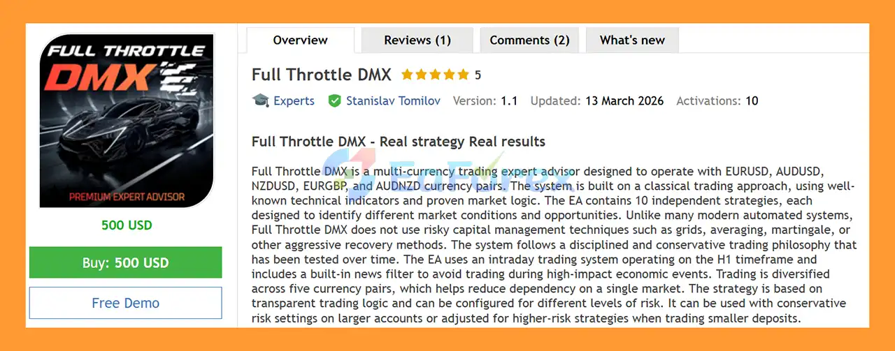 Full Throttle DMX EA MT5 Overview