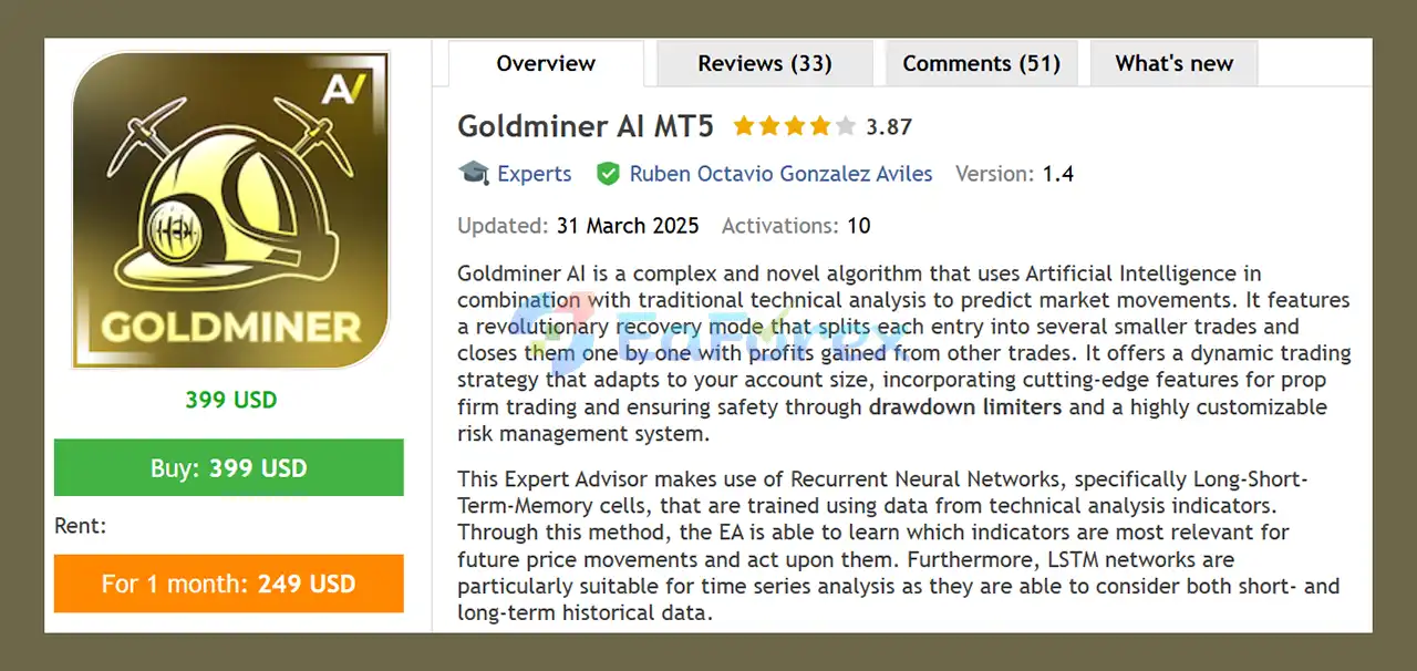 Goldminer AI MT5 Overview