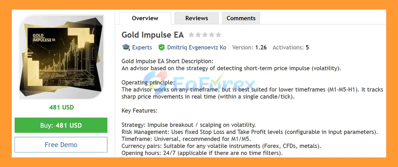 Gold Impulse EA MT5 Overview