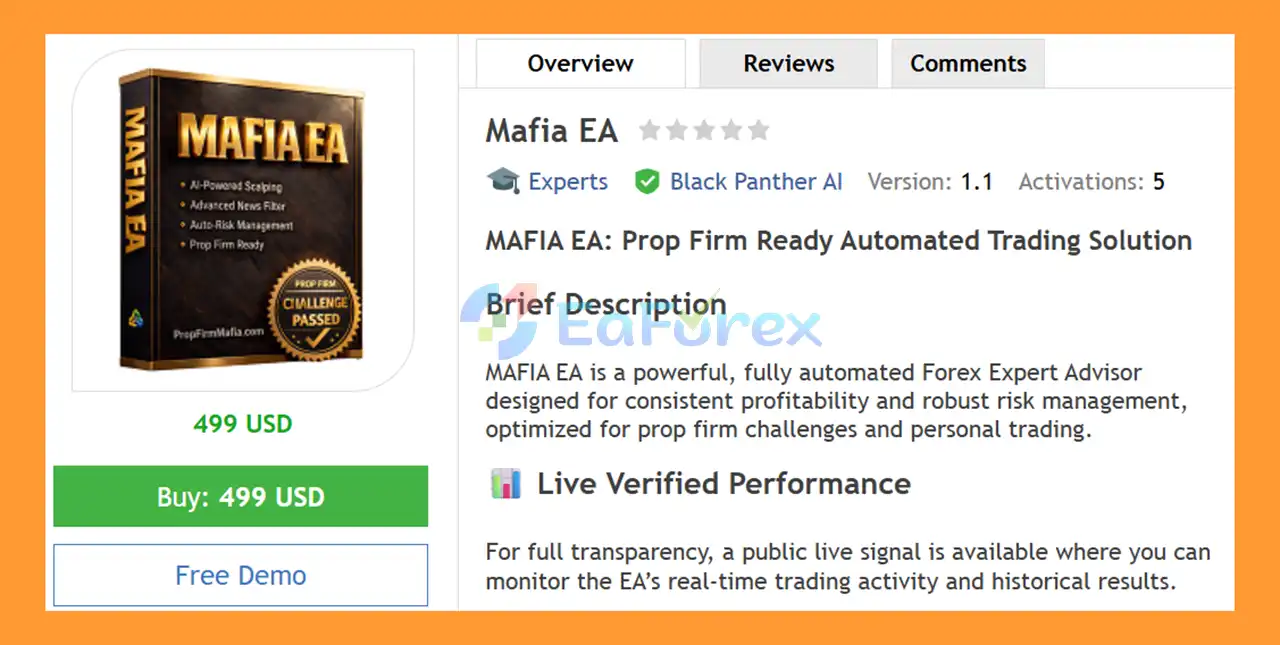 Mafia EA MT4 Overview