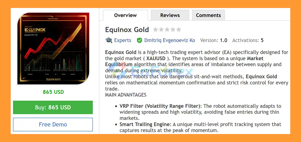 Equinox Gold EA MT5 Overview