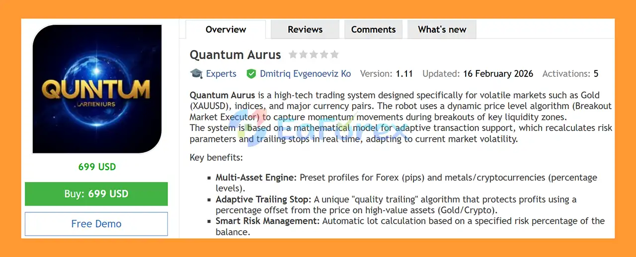 Quantum Aurus EA MT5 Overview