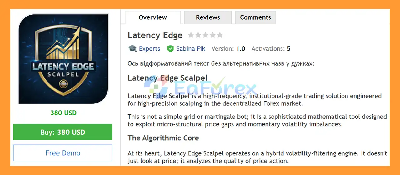 Latency Edge EA MT4 Overview
