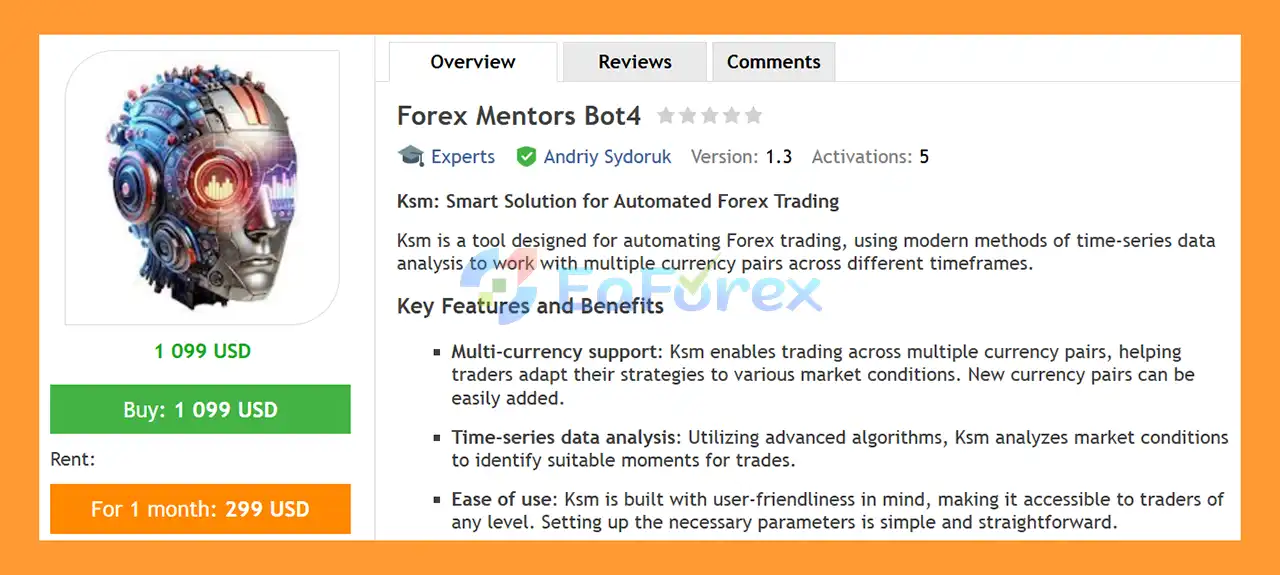 Forex Mentors Bot4 EA MT4 Overview