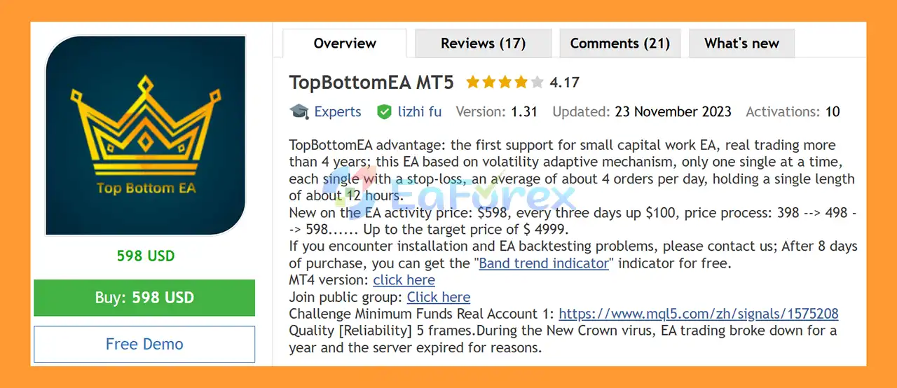 TopBottomEA MT5 Overview