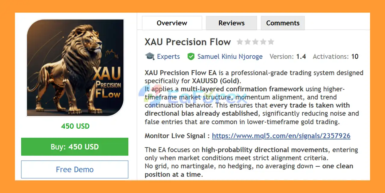 XAU Precision Flow EA MT5 Overview