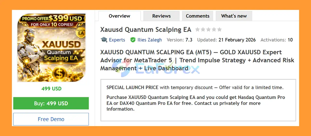 Xauusd Quantum Scalping EA MT5 Overview