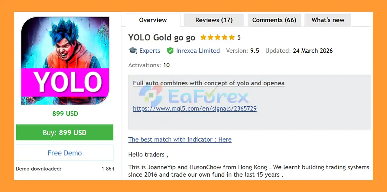 YOLO Gold go go EA MT5 Overview