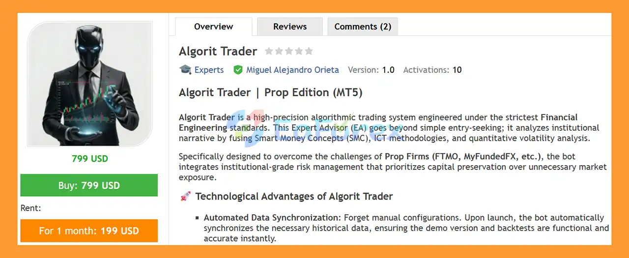 Algorit Trader EA MT5 Overview