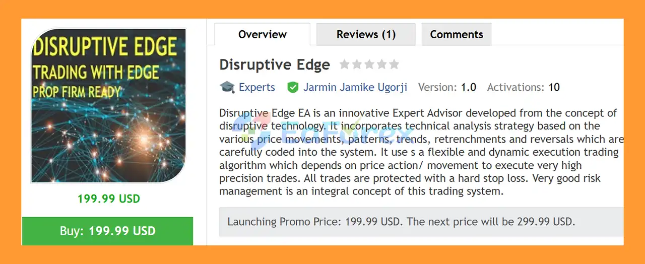 Disruptive Edge EA MT5 Overview