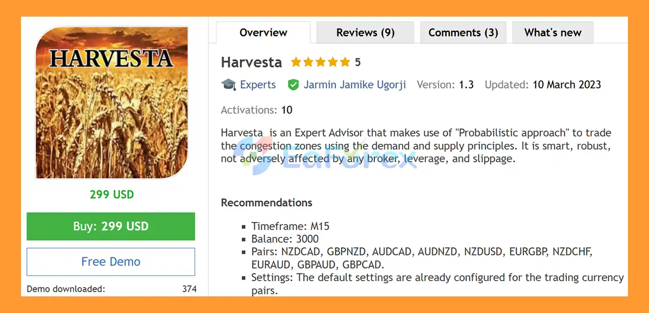 Harvesta EA MT4 Overview