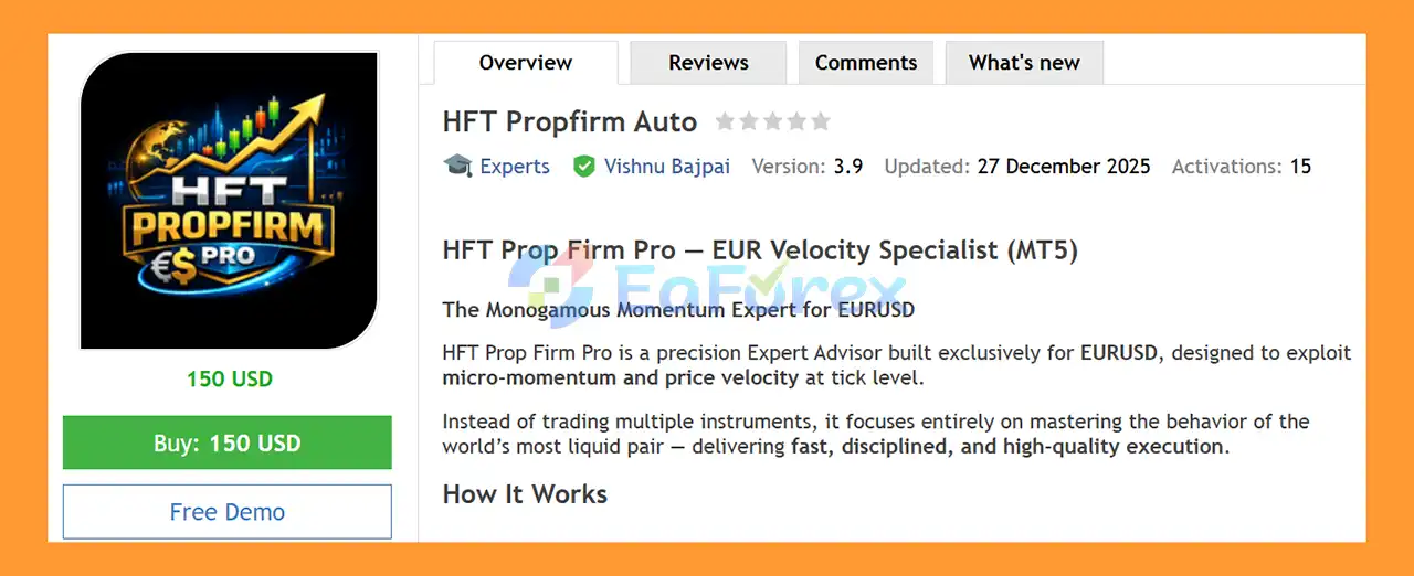 HFT Propfirm Auto EA MT5 Overview