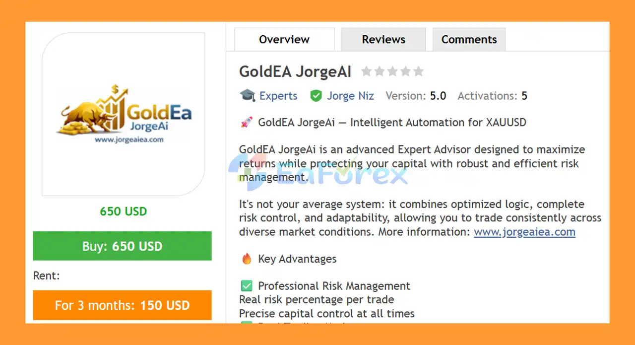 GoldEA JorgeAI EA MT5 Overview