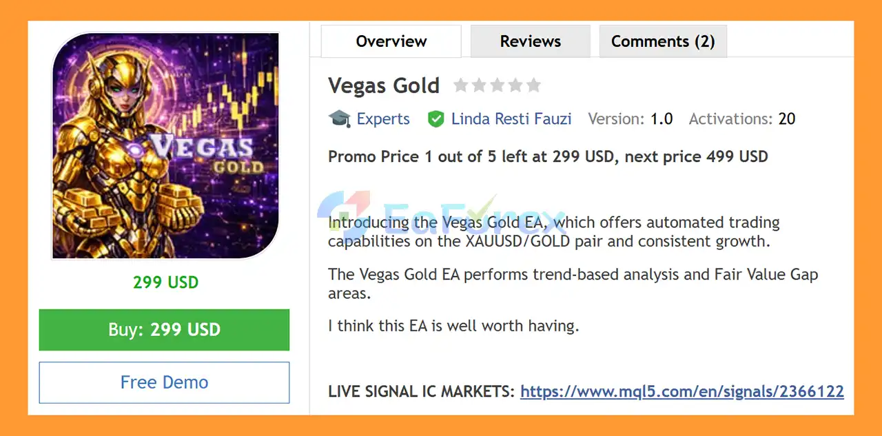 Vegas Gold EA MT5 Overview