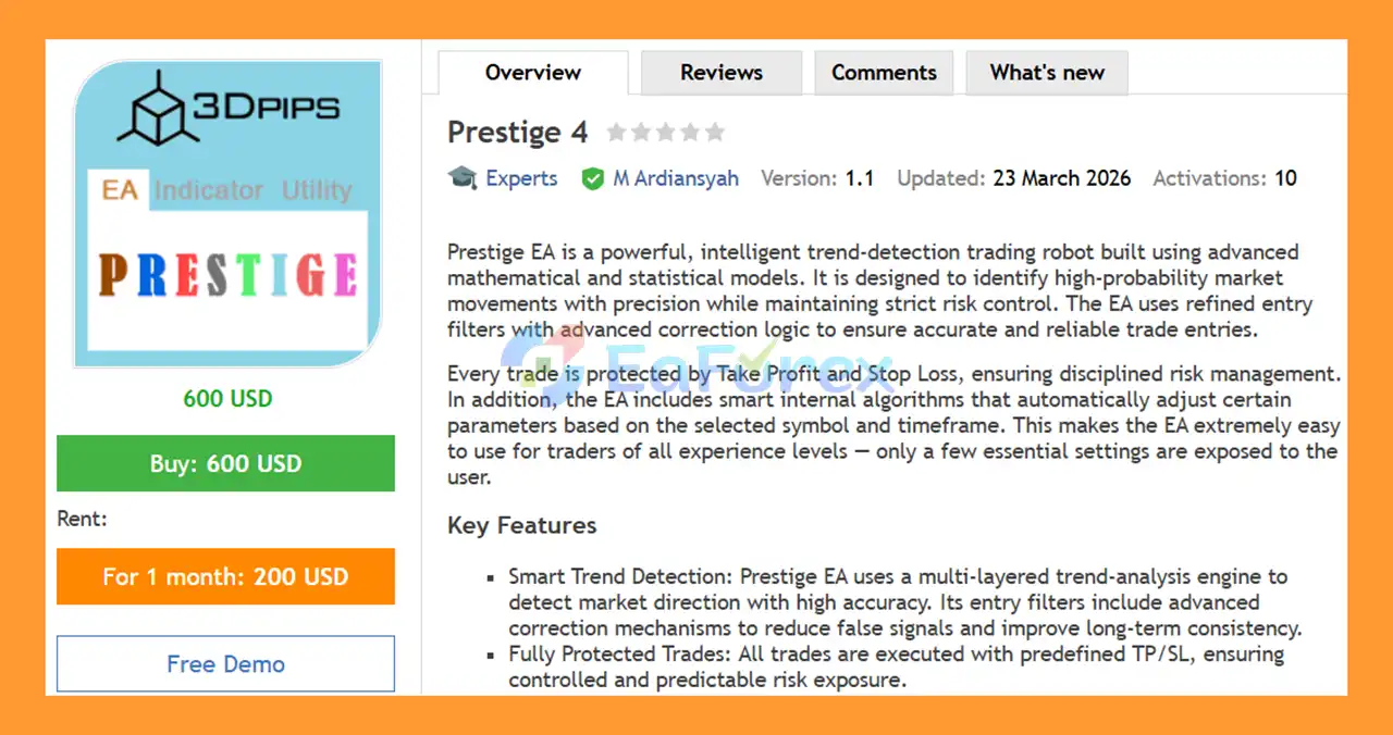Prestige EA MT4 Overview