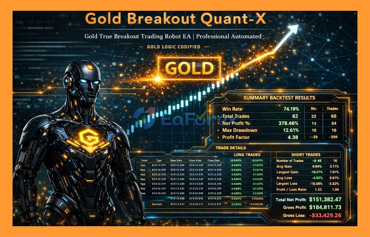 Gold Breakout Quant X MT5 EA backtets