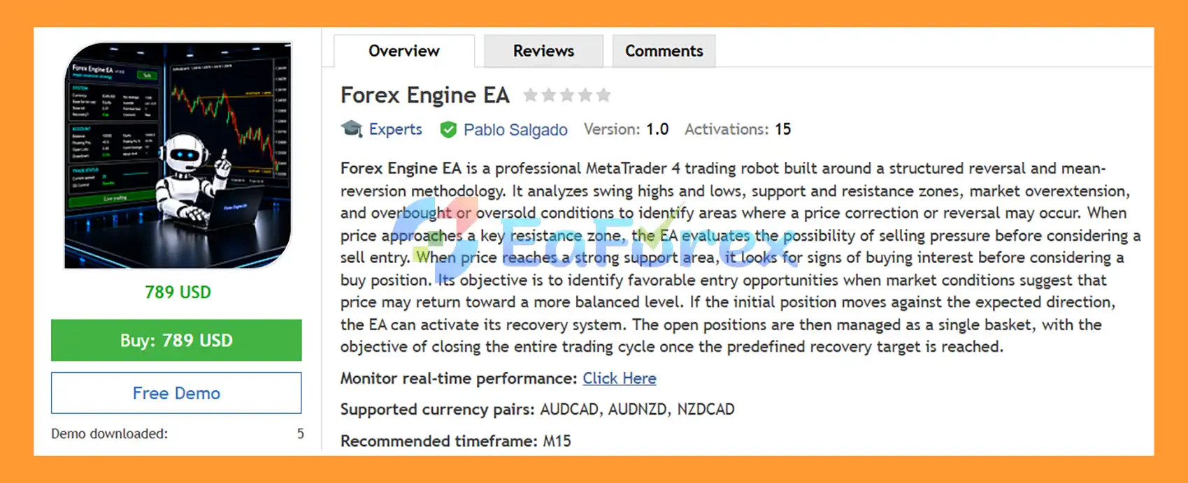 Forex Engine EA MT4 Overview