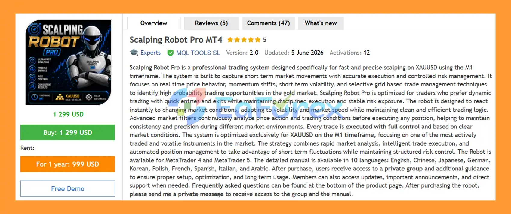 Scalping Robot Pro MT4 Overview