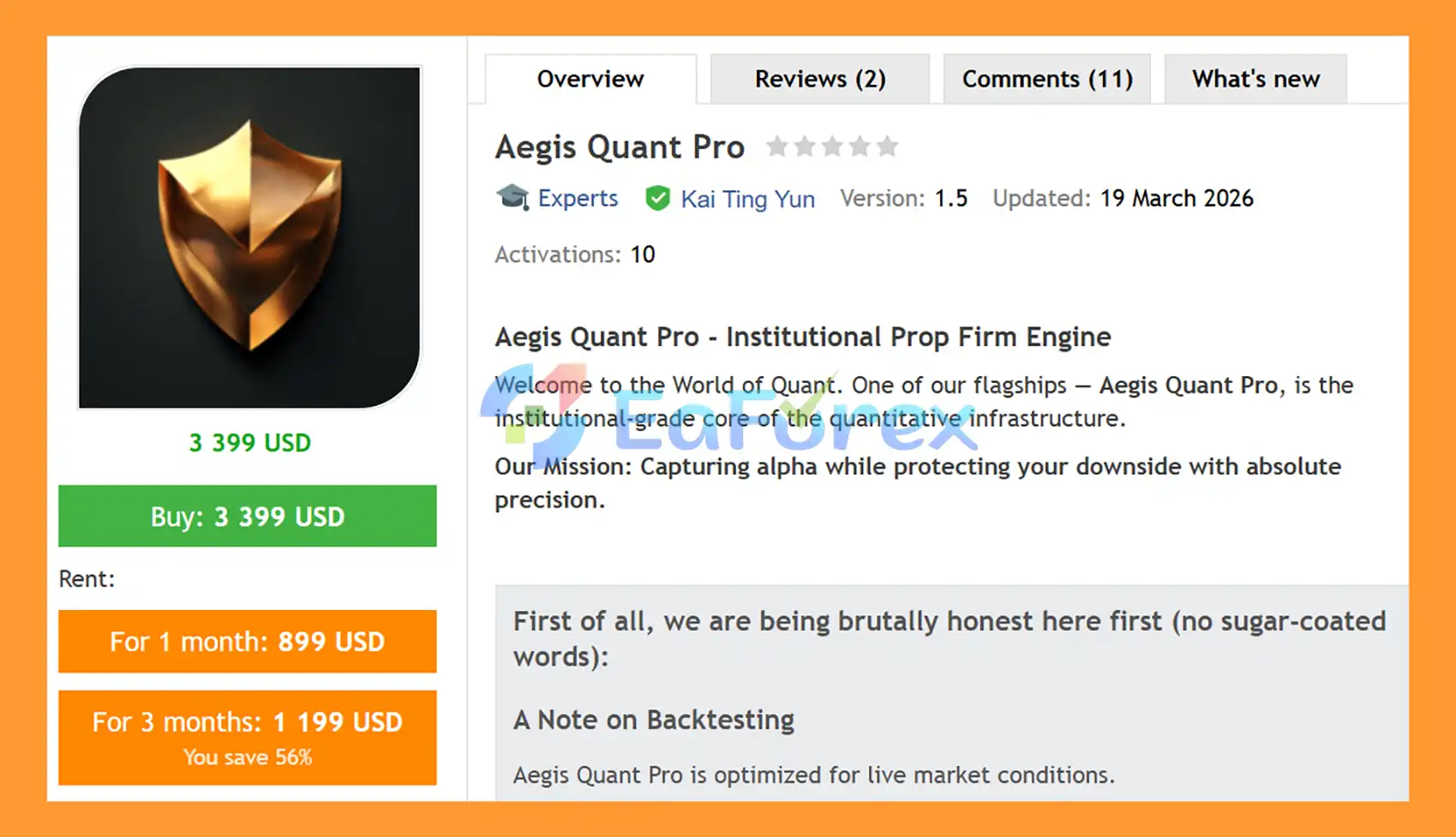 Aegis Quant Pro MT5 Overview