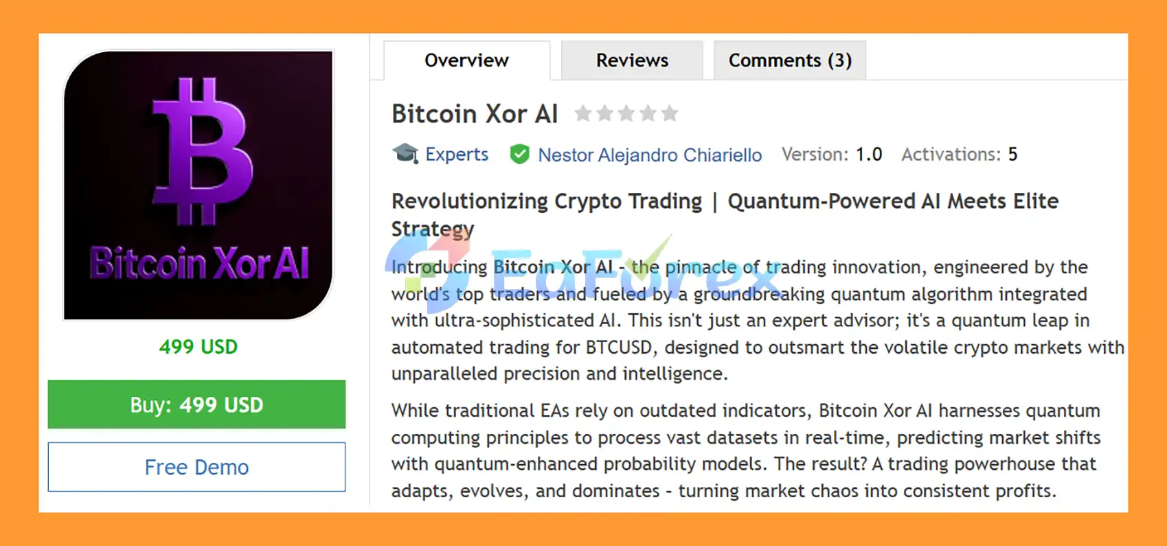 Bitcoin Xor AI EA MT5 Overview