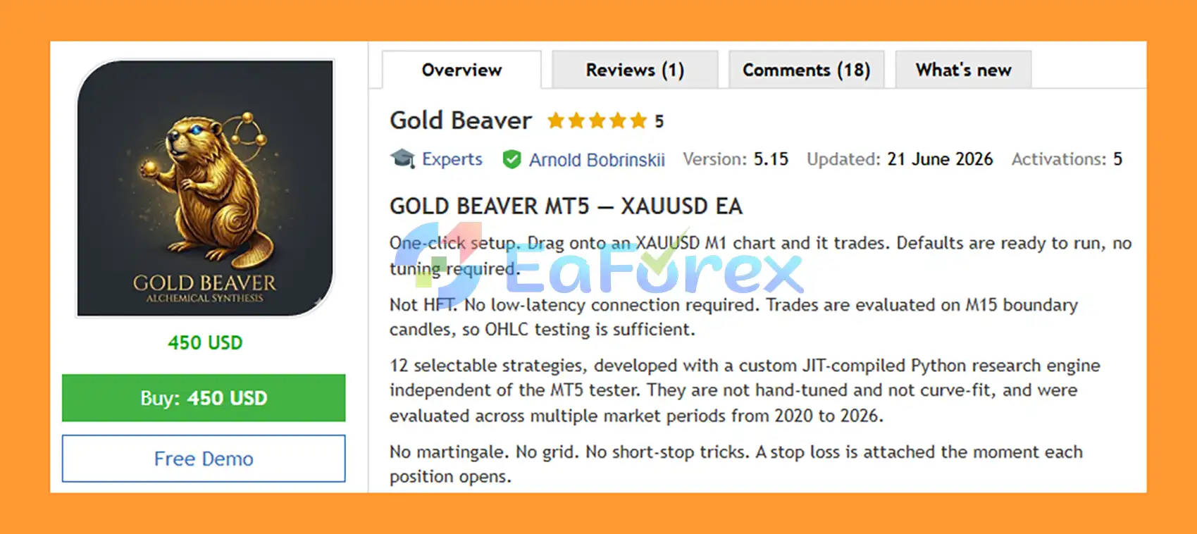 Gold Beaver EA MT5 Overview