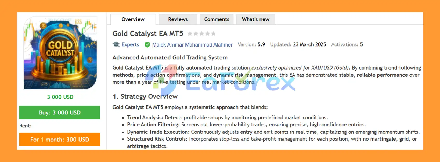 Gold Catalyst EA MT5 Overview