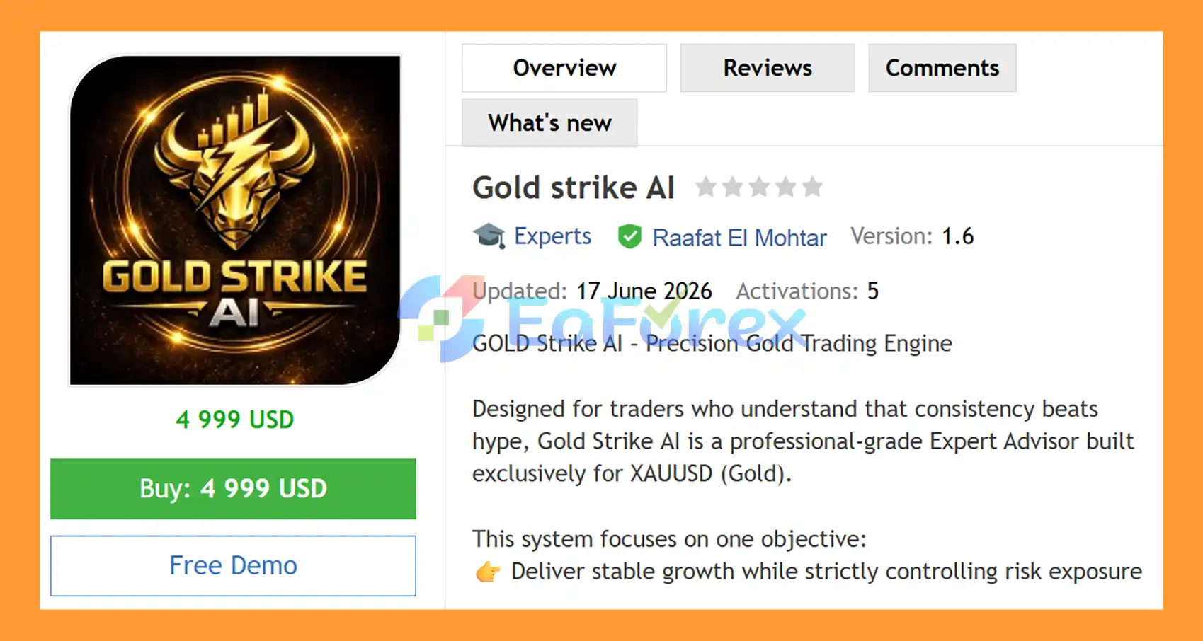 Gold Strike AI EA MT5 Overview
