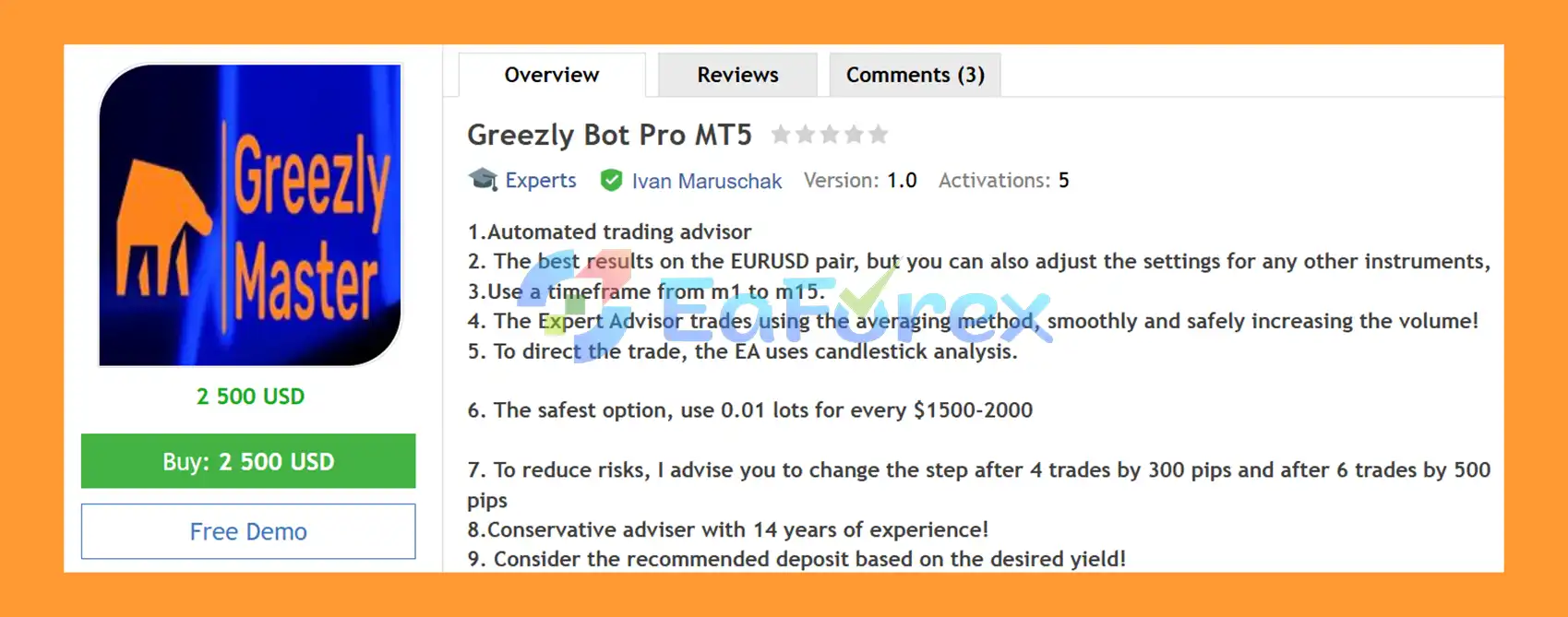 Greezly Bot Pro MT5 Overview