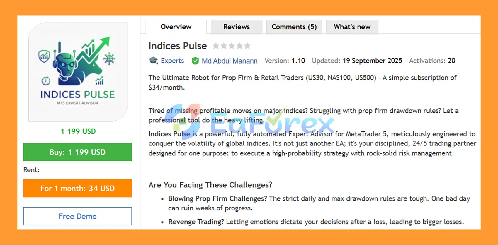 Indices Pulse EA MT5 Overview