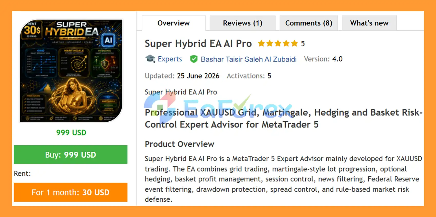 Super Hybrid EA AI Pro MT5 Overview
