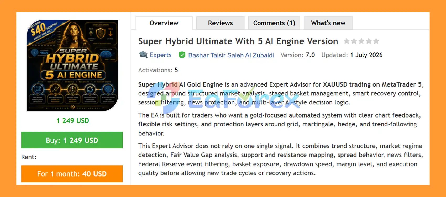 Super Hybrid Ultimate With 5 AI Engine Version EA MT5 Overview.