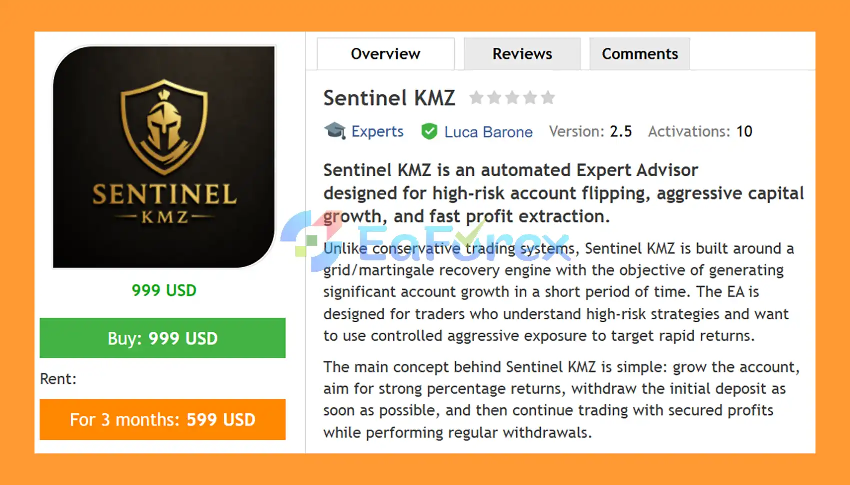 Sentinel KMZ MT5 Overview